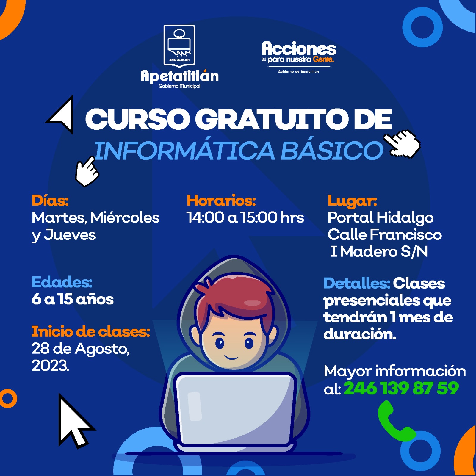 Ofrece el Ayuntamiento de Apetatitlán curso gratuito de informática